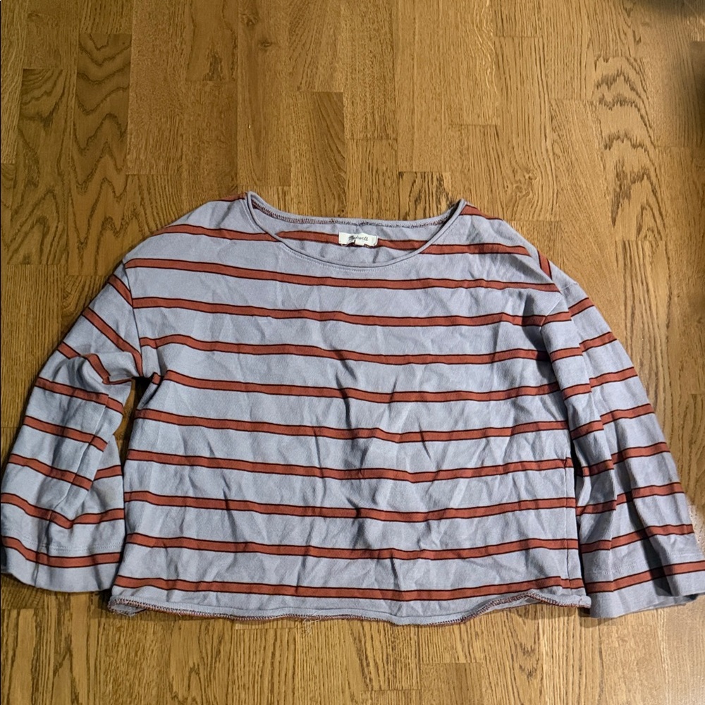 Madewell Red and Gray Striped Top